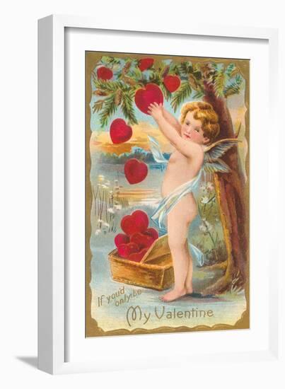 My Valentine, Cupid Picking Hearts-null-Framed Art Print