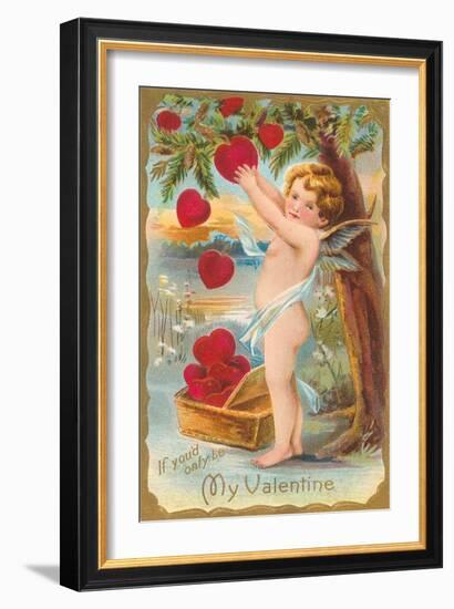 My Valentine, Cupid Picking Hearts-null-Framed Art Print