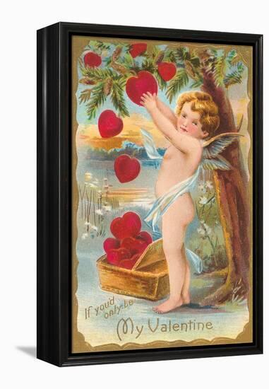 My Valentine, Cupid Picking Hearts-null-Framed Stretched Canvas