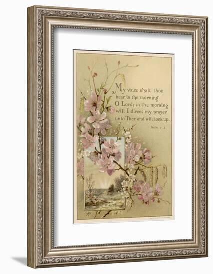 My Voice Shalt Thou Hear-- Text with Floral Ornament and a Rustic Scene-null-Framed Photographic Print