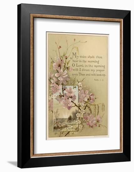 My Voice Shalt Thou Hear-- Text with Floral Ornament and a Rustic Scene-null-Framed Photographic Print