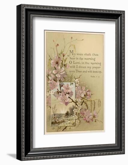 My Voice Shalt Thou Hear-- Text with Floral Ornament and a Rustic Scene-null-Framed Photographic Print