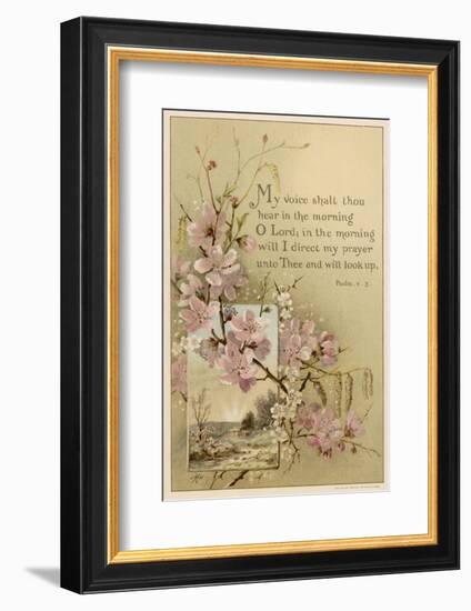 My Voice Shalt Thou Hear-- Text with Floral Ornament and a Rustic Scene-null-Framed Photographic Print