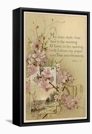 My Voice Shalt Thou Hear-- Text with Floral Ornament and a Rustic Scene-null-Framed Premier Image Canvas