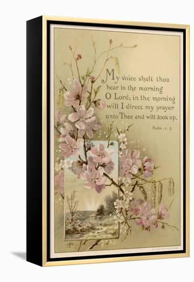My Voice Shalt Thou Hear-- Text with Floral Ornament and a Rustic Scene-null-Framed Premier Image Canvas