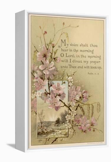 My Voice Shalt Thou Hear-- Text with Floral Ornament and a Rustic Scene-null-Framed Premier Image Canvas