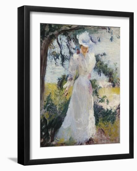 My Wife, Emeline, in a Garden-Edmund Charles Tarbell-Framed Giclee Print