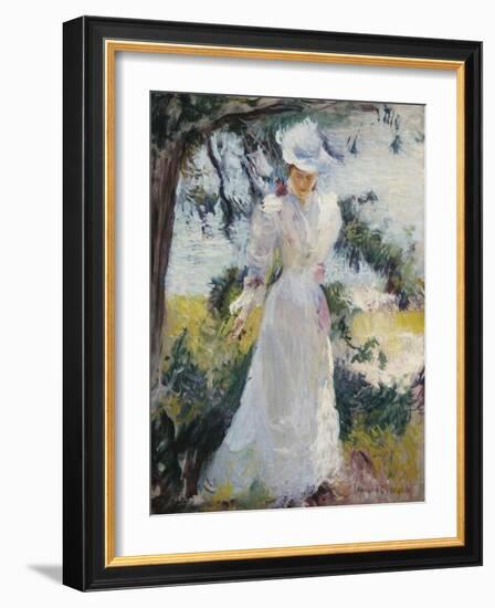 My Wife, Emeline, in a Garden-Edmund Charles Tarbell-Framed Giclee Print