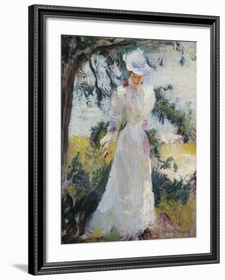 My Wife, Emeline, in a Garden-Edmund Charles Tarbell-Framed Giclee Print