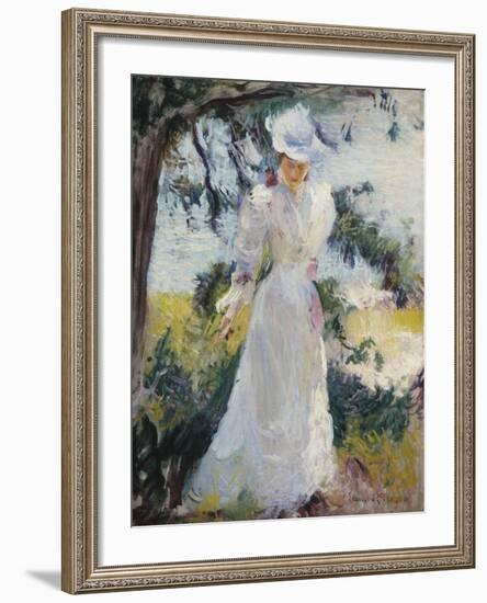 My Wife, Emeline, in a Garden-Edmund Charles Tarbell-Framed Giclee Print
