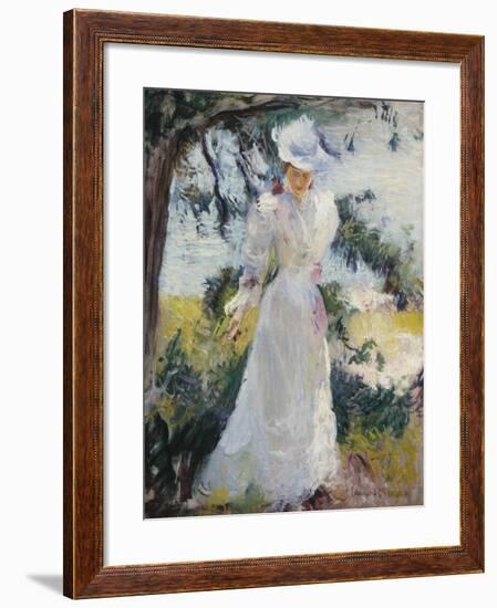 My Wife, Emeline, in a Garden-Edmund Charles Tarbell-Framed Giclee Print