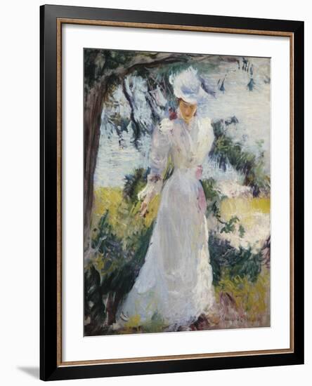 My Wife, Emeline, in a Garden-Edmund Charles Tarbell-Framed Giclee Print