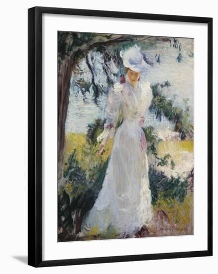 My Wife, Emeline, in a Garden-Edmund Charles Tarbell-Framed Giclee Print