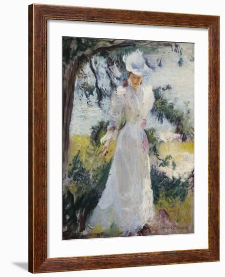 My Wife, Emeline, in a Garden-Edmund Charles Tarbell-Framed Giclee Print