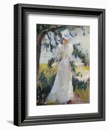 My Wife, Emeline, in a Garden-Edmund Charles Tarbell-Framed Giclee Print