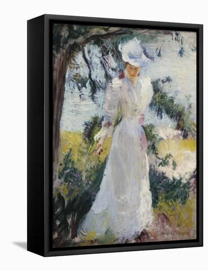 My Wife, Emeline, in a Garden-Edmund Charles Tarbell-Framed Premier Image Canvas