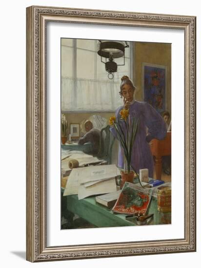 My Wife (Karin in the Studio]-Carl Larsson-Framed Giclee Print