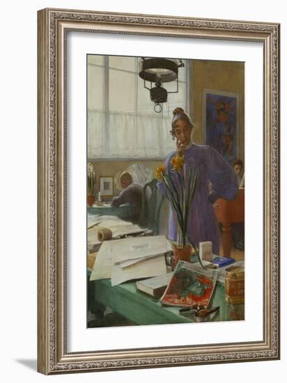 My Wife (Karin in the Studio]-Carl Larsson-Framed Giclee Print