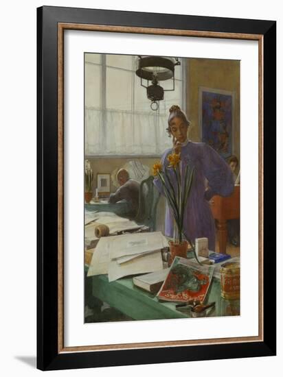 My Wife (Karin in the Studio]-Carl Larsson-Framed Giclee Print