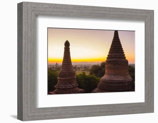 Myanmar. Bagan. Dawn over the Plains of Bagan-Inger Hogstrom-Framed Photographic Print
