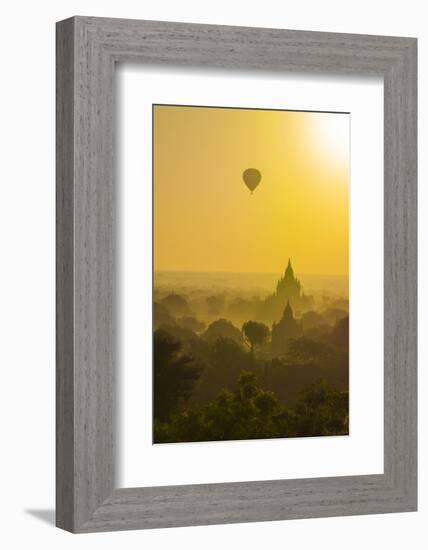 Myanmar. Bagan. Hot Air Balloons Rising over the Temples of Bagan-Inger Hogstrom-Framed Photographic Print