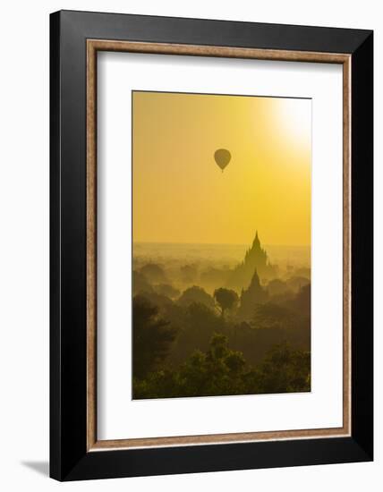 Myanmar. Bagan. Hot Air Balloons Rising over the Temples of Bagan-Inger Hogstrom-Framed Photographic Print