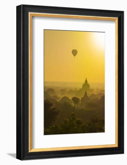 Myanmar. Bagan. Hot Air Balloons Rising over the Temples of Bagan-Inger Hogstrom-Framed Photographic Print