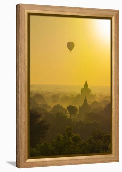 Myanmar. Bagan. Hot Air Balloons Rising over the Temples of Bagan-Inger Hogstrom-Framed Premier Image Canvas