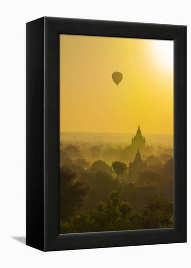 Myanmar. Bagan. Hot Air Balloons Rising over the Temples of Bagan-Inger Hogstrom-Framed Premier Image Canvas