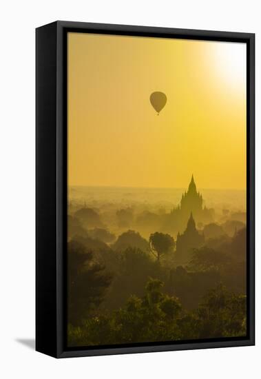 Myanmar. Bagan. Hot Air Balloons Rising over the Temples of Bagan-Inger Hogstrom-Framed Premier Image Canvas