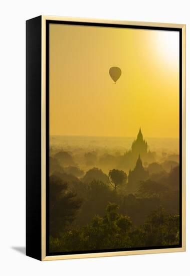 Myanmar. Bagan. Hot Air Balloons Rising over the Temples of Bagan-Inger Hogstrom-Framed Premier Image Canvas