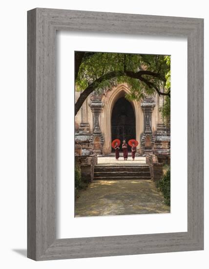 Myanmar, Bagan. Novice Monks in Front of Temple-Jaynes Gallery-Framed Photographic Print