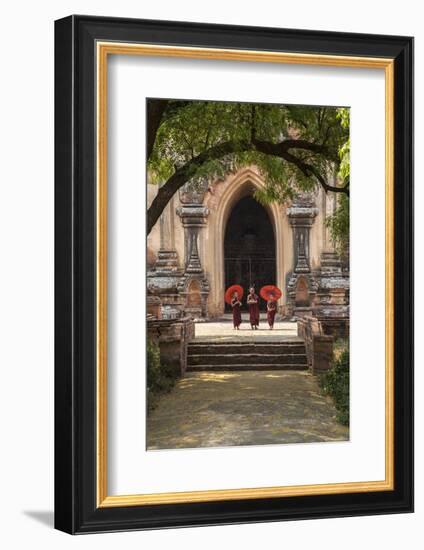 Myanmar, Bagan. Novice Monks in Front of Temple-Jaynes Gallery-Framed Photographic Print