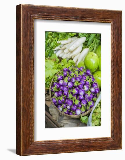 Myanmar. Bagan. Nyaung U. Market. Eggplant for Sale in the Market-Inger Hogstrom-Framed Photographic Print