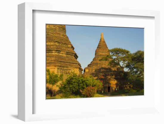 Myanmar. Bagan. Red Brick Temple Glows in the Late Afternoon Light-Inger Hogstrom-Framed Photographic Print