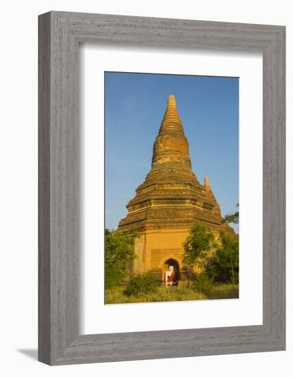 Myanmar. Bagan. Red Brick Temple Glows in the Late Afternoon Light-Inger Hogstrom-Framed Photographic Print