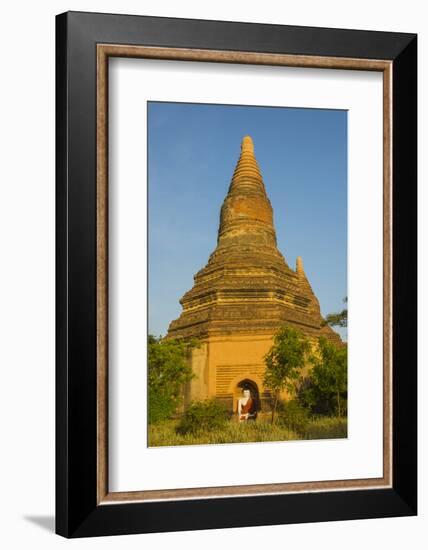 Myanmar. Bagan. Red Brick Temple Glows in the Late Afternoon Light-Inger Hogstrom-Framed Photographic Print