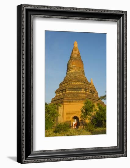 Myanmar. Bagan. Red Brick Temple Glows in the Late Afternoon Light-Inger Hogstrom-Framed Photographic Print