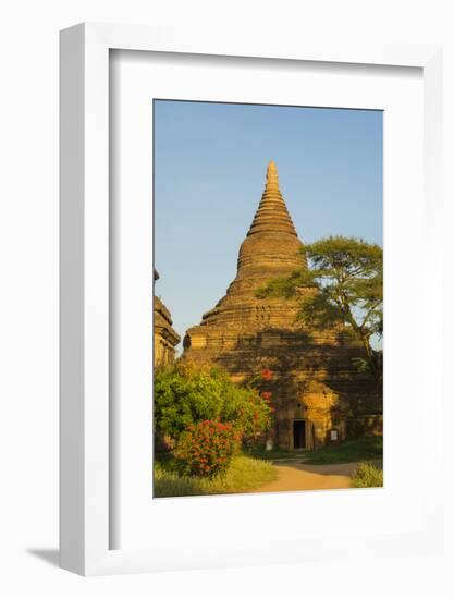 Myanmar. Bagan. Red Brick Temple Glows in the Late Afternoon Light-Inger Hogstrom-Framed Photographic Print