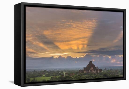 Myanmar, Bagan. Sunrise and a Giant Stupa Rising Above the Plains of Bagan-Brenda Tharp-Framed Premier Image Canvas