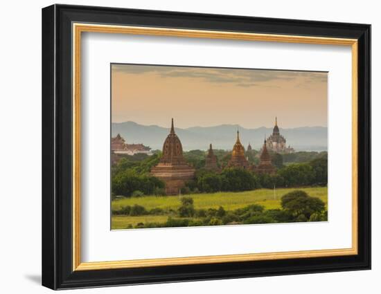 Myanmar. Bagan. Sunset over the Temples of Bagan-Inger Hogstrom-Framed Photographic Print