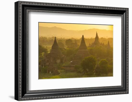 Myanmar. Bagan. Temples at Sunset-Inger Hogstrom-Framed Photographic Print