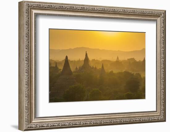 Myanmar. Bagan. Temples at Sunset-Inger Hogstrom-Framed Photographic Print