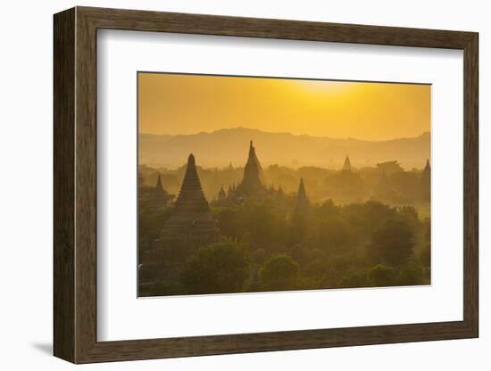 Myanmar. Bagan. Temples at Sunset-Inger Hogstrom-Framed Photographic Print