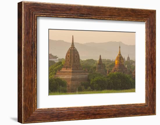 Myanmar. Bagan. Temples at Sunset-Inger Hogstrom-Framed Photographic Print