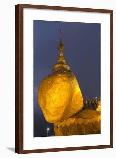 Myanmar, Bago. the Golden Rock at Kyaiktiyo Pagoda, at Twilight-Brenda Tharp-Framed Photographic Print