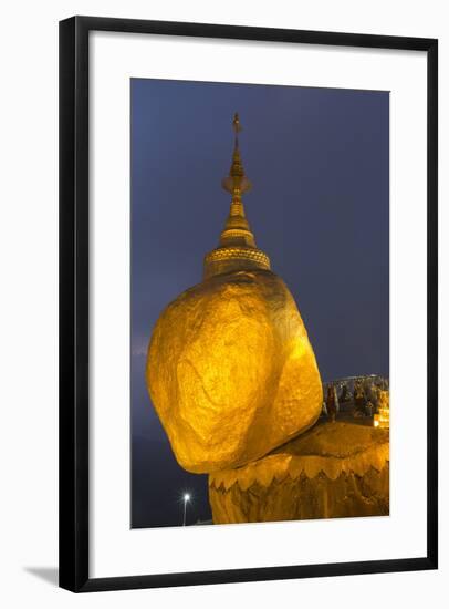 Myanmar, Bago. the Golden Rock at Kyaiktiyo Pagoda, at Twilight-Brenda Tharp-Framed Photographic Print