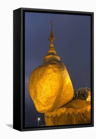 Myanmar, Bago. the Golden Rock at Kyaiktiyo Pagoda, at Twilight-Brenda Tharp-Framed Premier Image Canvas
