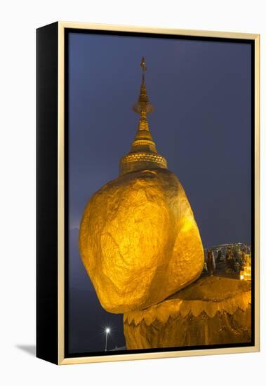 Myanmar, Bago. the Golden Rock at Kyaiktiyo Pagoda, at Twilight-Brenda Tharp-Framed Premier Image Canvas