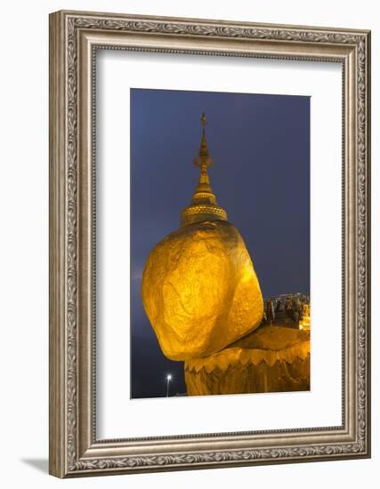 Myanmar, Bago. the Golden Rock at Kyaiktiyo Pagoda, at Twilight-Brenda Tharp-Framed Photographic Print